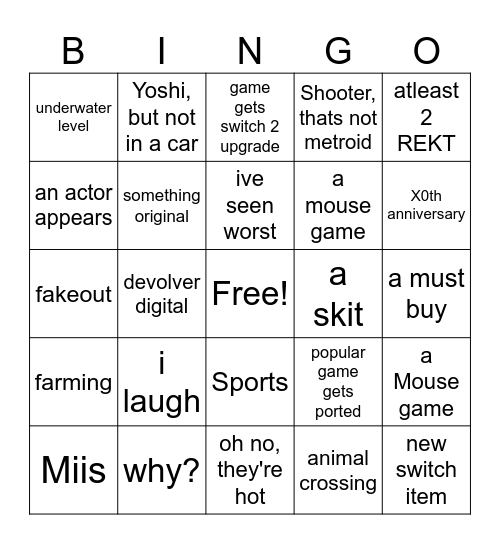 NinDirectSept2025 Bingo Card