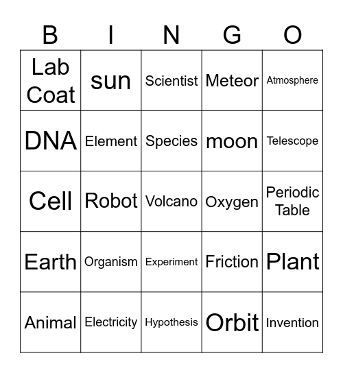 Science Bingo Card