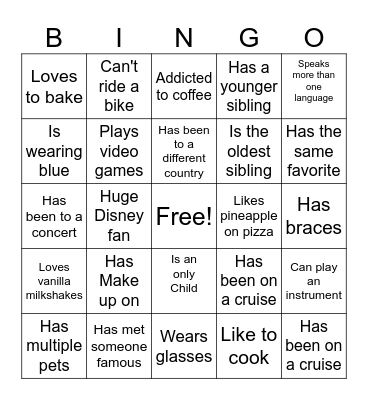 Freshman Discovery Bingo Card