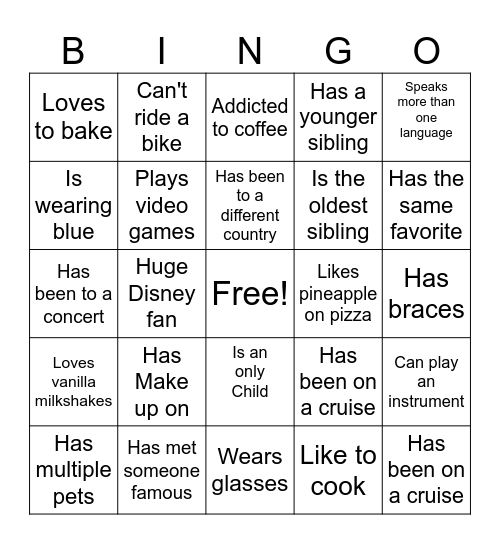 Freshman Discovery Bingo Card