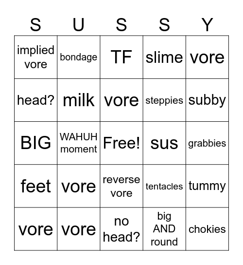 The Owl House WP SUS Bingo Card