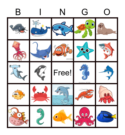 Under The Sea Bingo Card