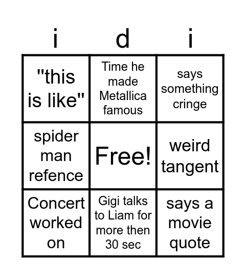 dumbass bingo Card