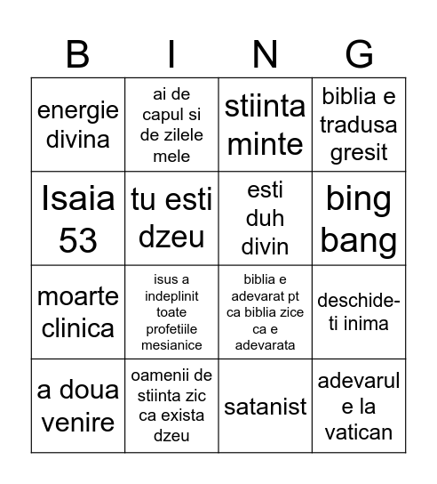Miai Gheorghe Bengo Bingo Card