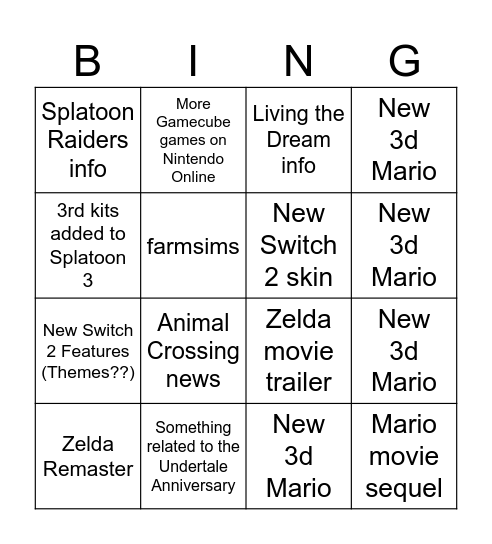 9/12 DIRECT BINGO Card