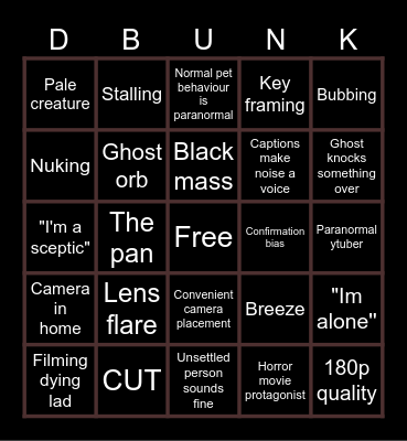 GHOST DEBUNKING Bingo Card