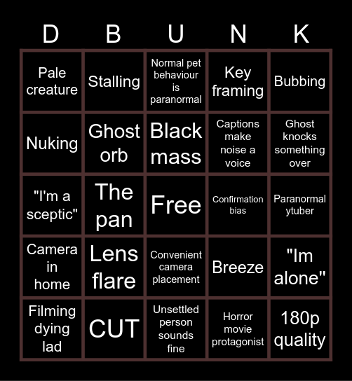 GHOST DEBUNKING Bingo Card