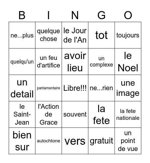 Unit 1 (2) Bingo Card