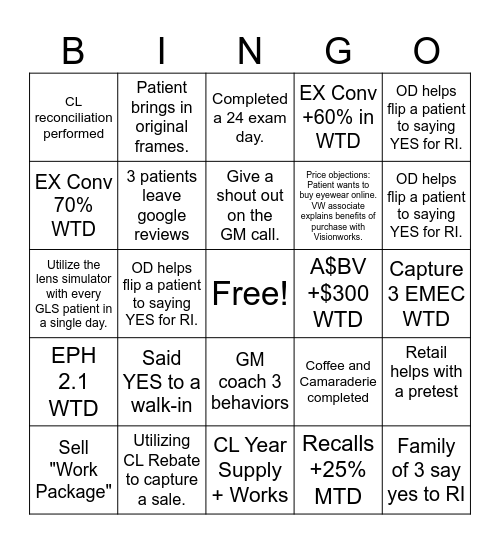 Focus Forward Conversion That Counts Bingo Card