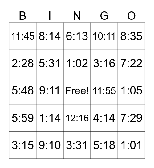 ¿Qué hora es? Bingo Card
