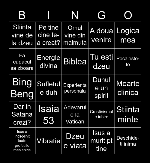 Miai Gheorge Bengo Bingo Card