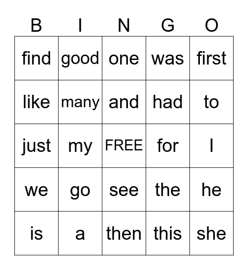 HMH Module 1 Sight Words Bingo Card