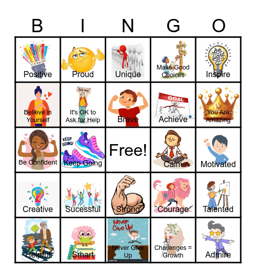 Encouragement Bingo Card