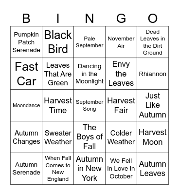 Autumn Bingo Card