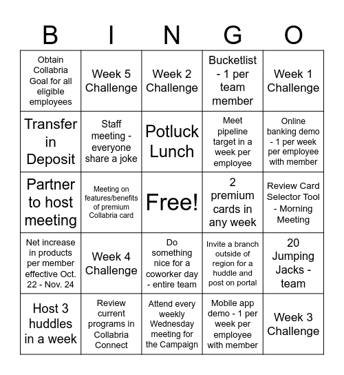 Q4 Campaign Bingo Card