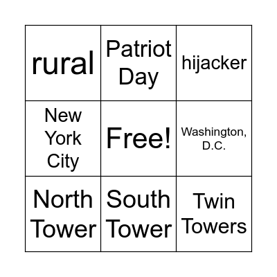 Patriot Day Bingo Card