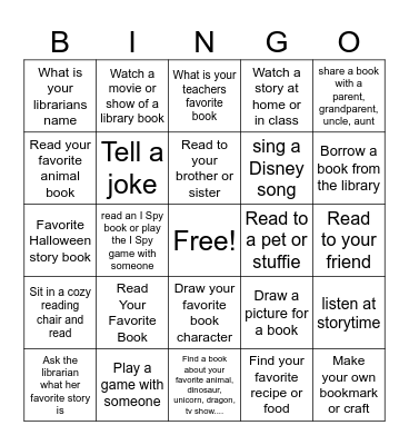 Library Week  Division 1 Bingo Card