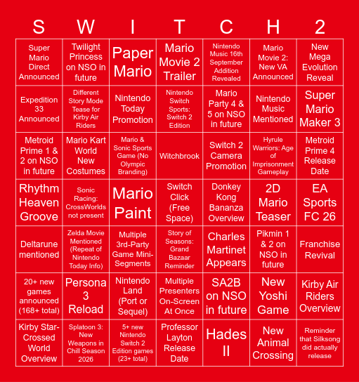 12th September 2025 Direct Bingo Card