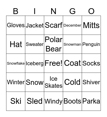 Winter Words Bingo Card