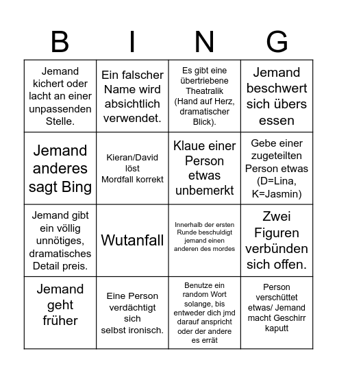 KrimiDinner Bing Bingo Card