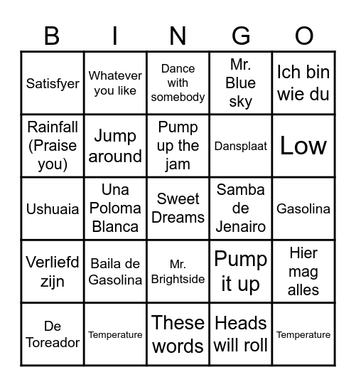 Veense Bingo Card