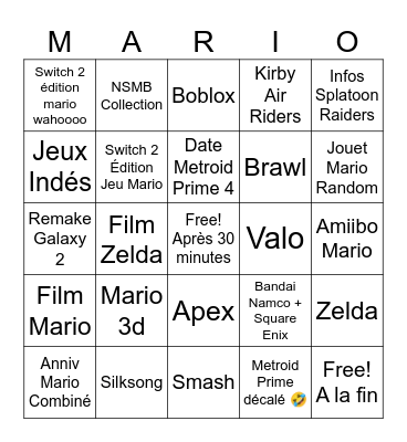 Nintendo Directttt Bingo Card