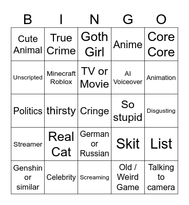 TikTok Bingo 2024 Bingo Card