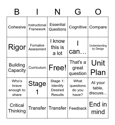 PD Bingo Card