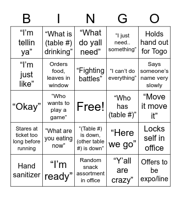 Charity Bingo Card