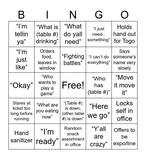 Charity Bingo Card