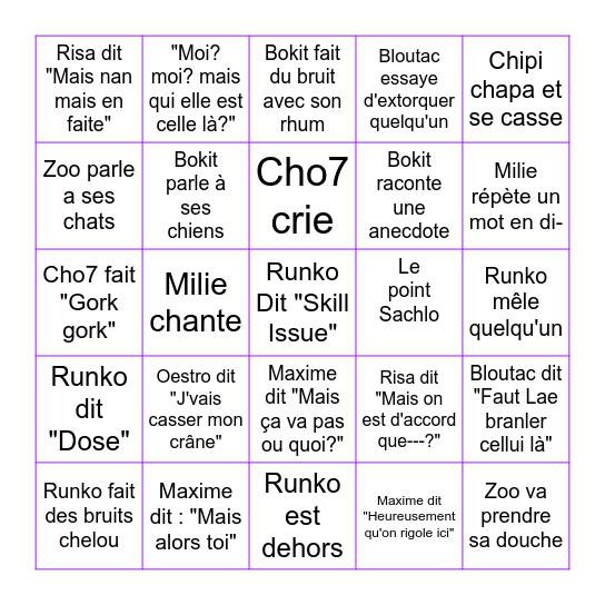 BINGO VOCAL DES CHO7 Bingo Card