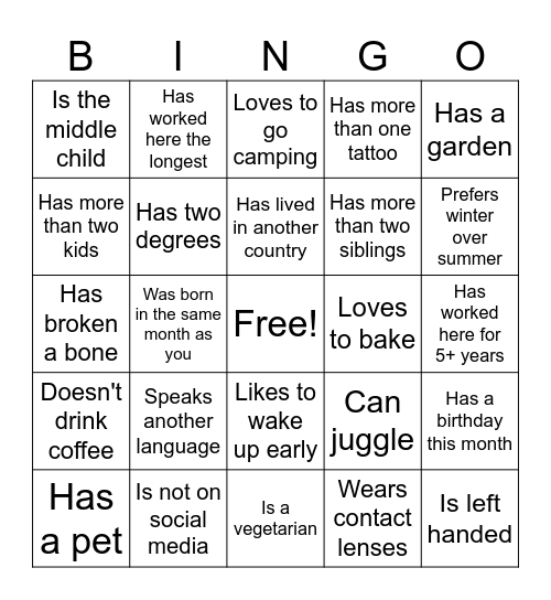 Tampa BINGO Card