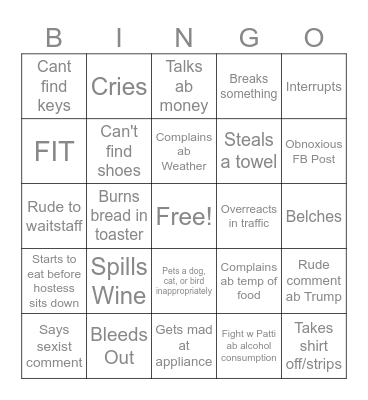 Denny Bingo Card