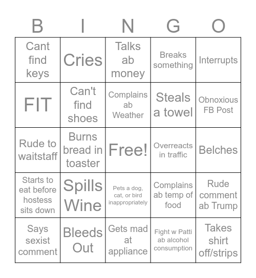 Denny Bingo Card