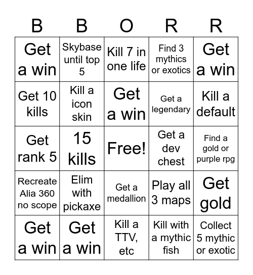 FN BINGO Card