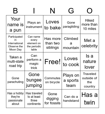 Science Division Bingo Card