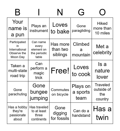 Science Division Bingo Card