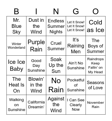 Weather & Seasons Bingo Card
