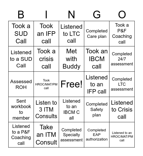 Integration Upskilling Bingo Card