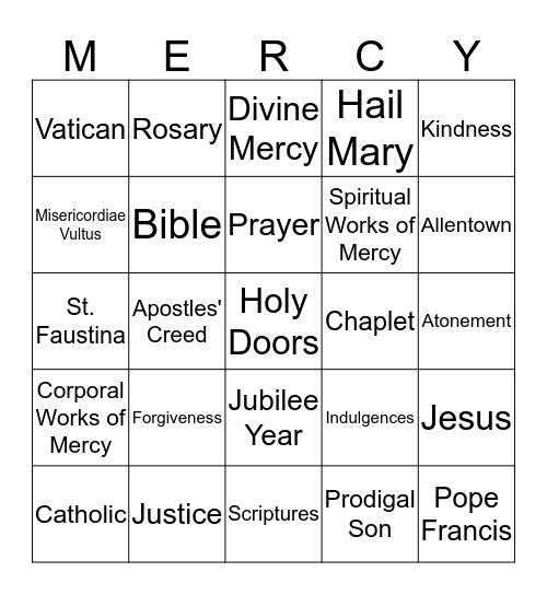 Year of Mercy BINGO Card