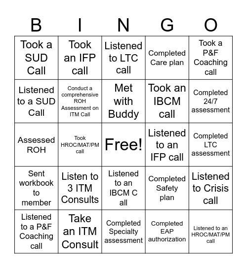 Integration Upskilling Bingo Card