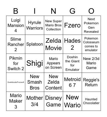 Direct Bingo Card