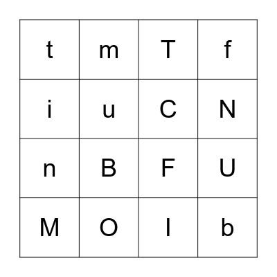 Fundations Bingo-t,b,f,n,m,i,u,c,o Bingo Card