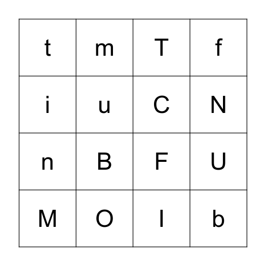 Fundations Bingo-t,b,f,n,m,i,u,c,o Bingo Card