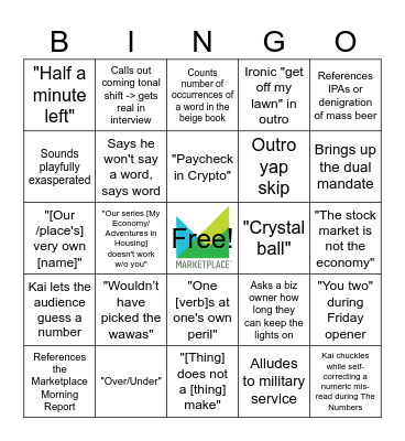 Kai Bingo Card