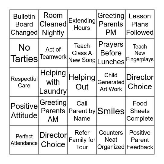 APPLE TREE BINGO Card