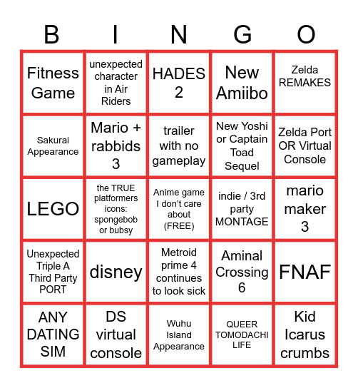 SHcMOOK Direct Bingo 3.0 i think Bingo Card