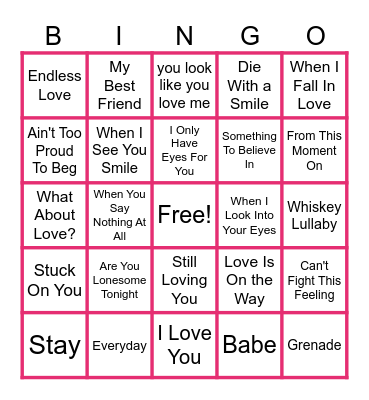 MUSIC BINGO at the Ann Arbor Eagles!  More Love Songs! Bingo Card