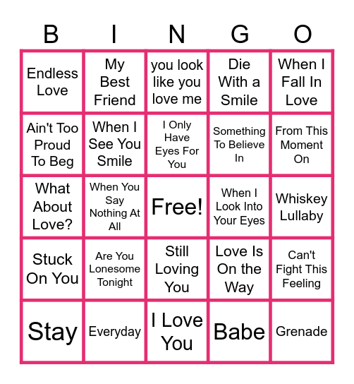 MUSIC BINGO at the Ann Arbor Eagles!  More Love Songs! Bingo Card