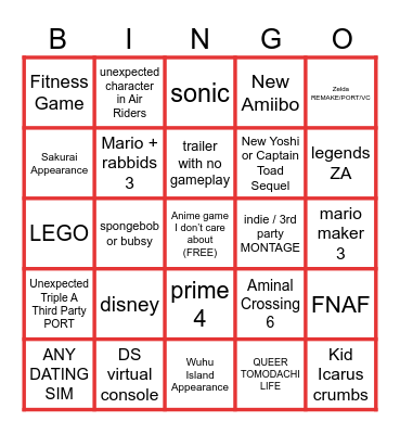 SHcMOOK Direct Bingo 3.2 Bingo Card